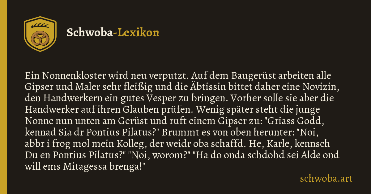 Grafik zum schwäbischen Witz: Bibelfest