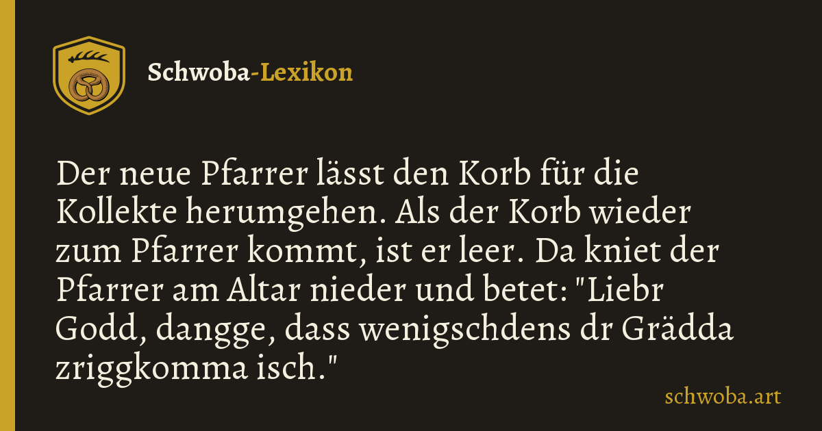 Grafik zum schwäbischen Witz: Kollekte