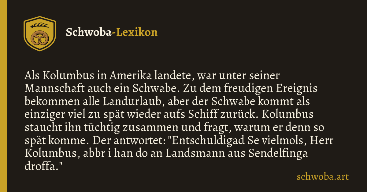 Grafik zum schwäbischen Witz: Kolumbus