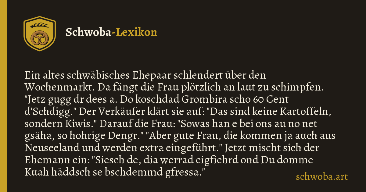 Grafik zum schwäbischen Witz: Neumodisch