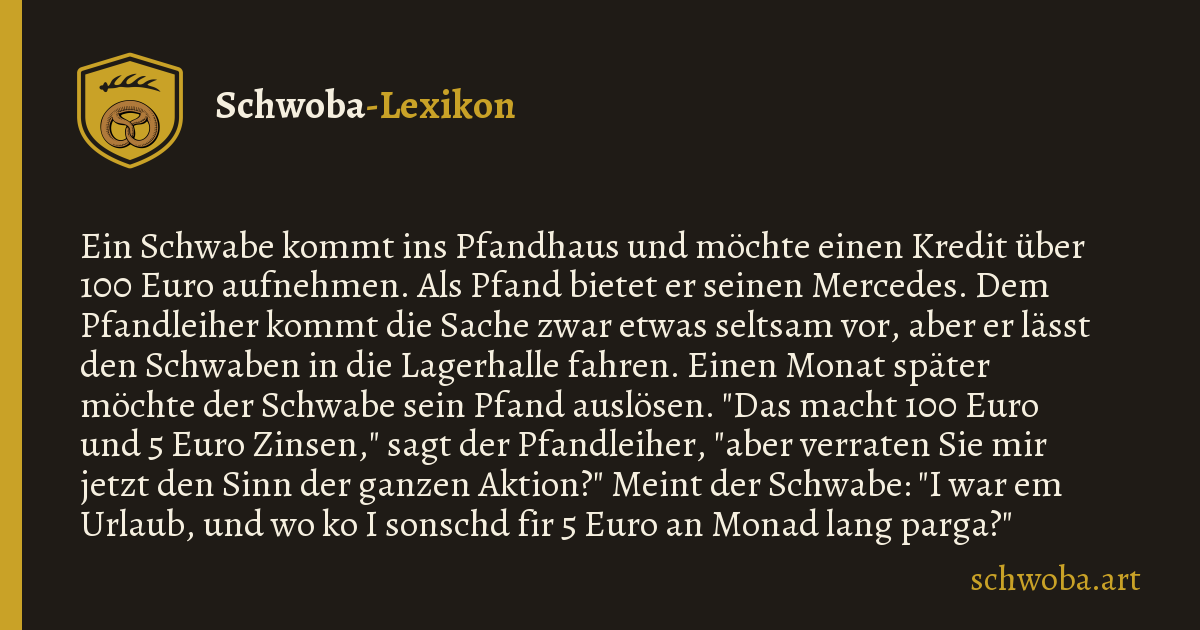 Grafik zum schwäbischen Witz: Pfandhaus