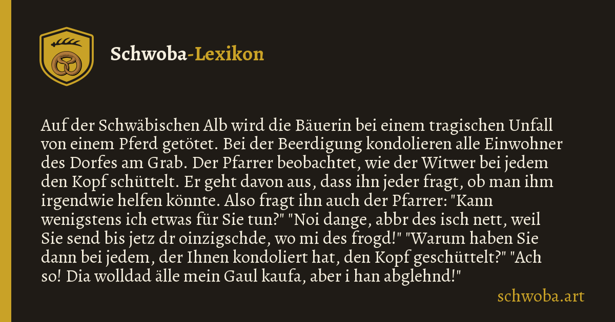 Grafik zum schwäbischen Witz: Pferd