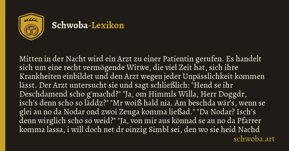 Grafik zum schwäbischen Witz: Testament