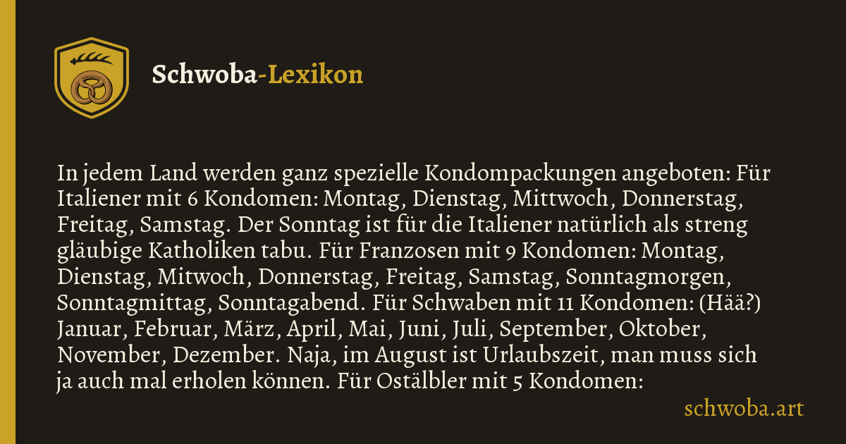 Grafik zum schwäbischen Witz: Vorratshaltung