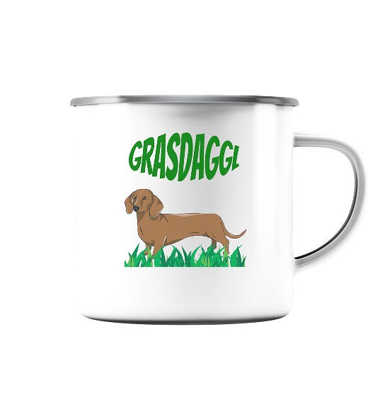 Grasdaggl - Emaille Tasse (Silber)